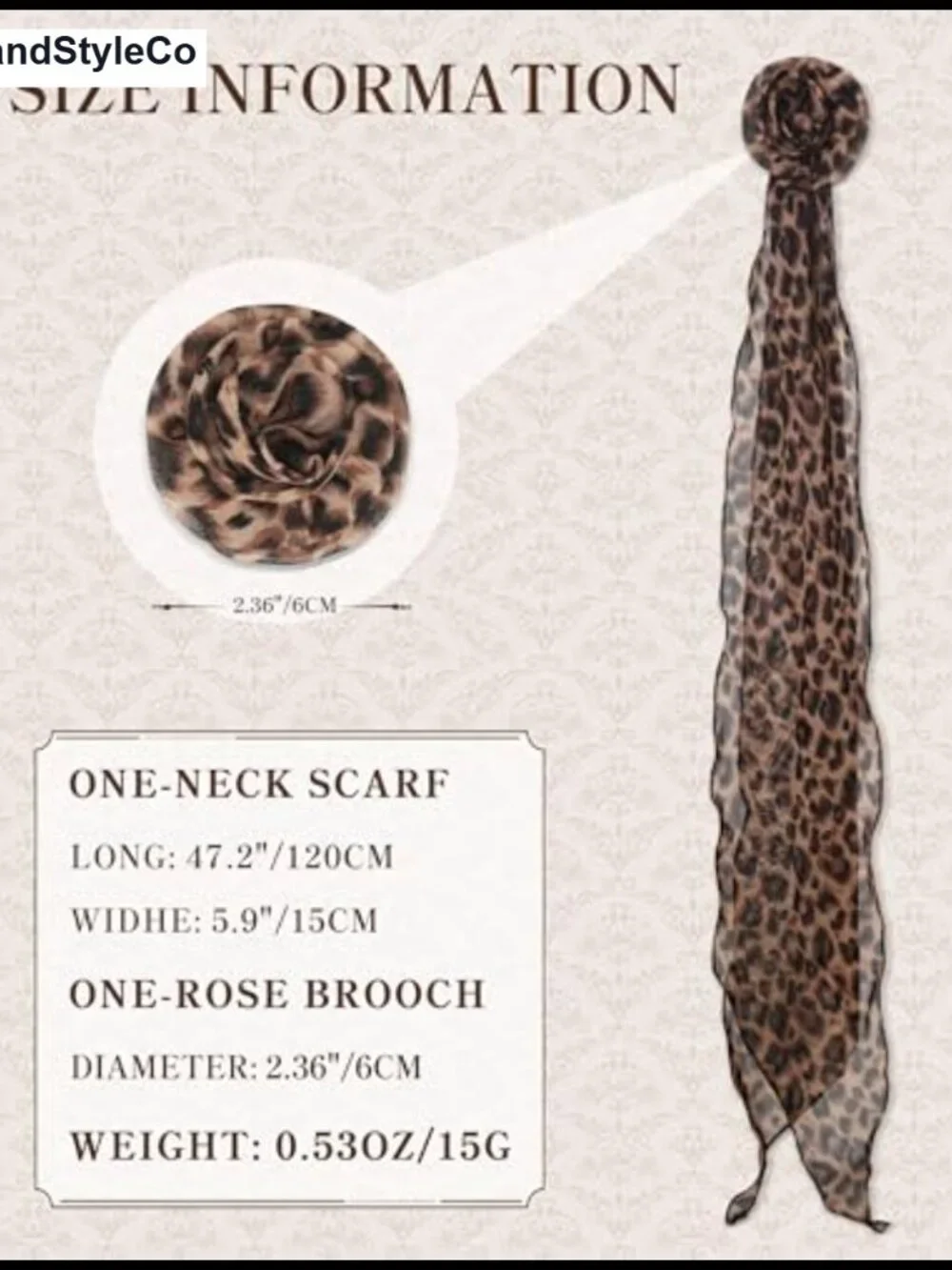 Chiffon Scarf with Removable Flower, Women's Fashion Scarf Headband